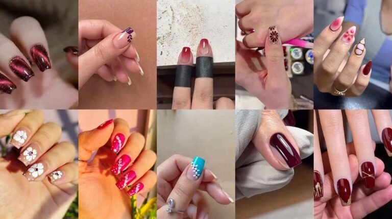 Burgundy and floral styles featuring rich wine-red shades, delicate flower patterns, elegant nail art, and chic design ideas for a timeless, feminine manicure.