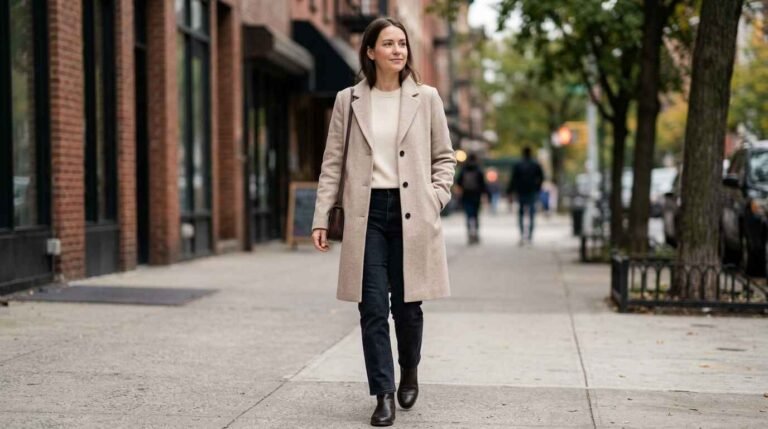 woman wearing simple coat