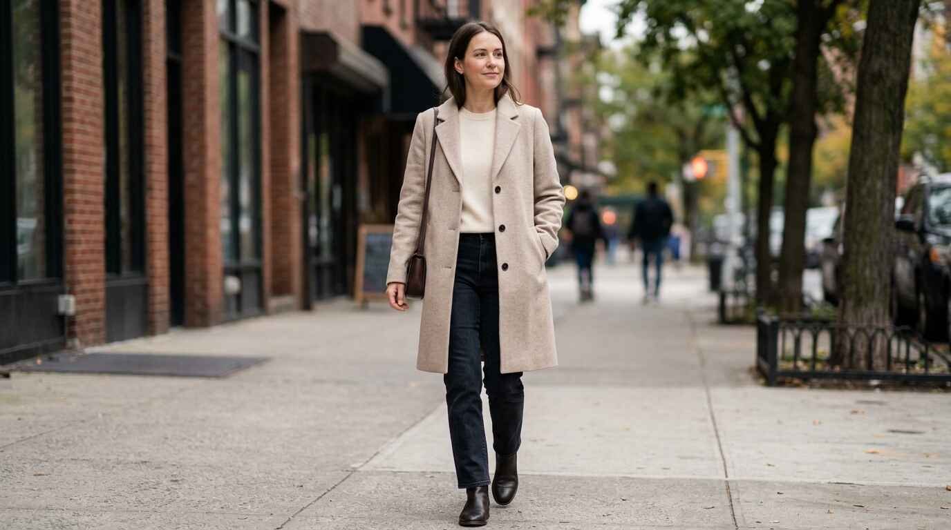 woman wearing simple coat